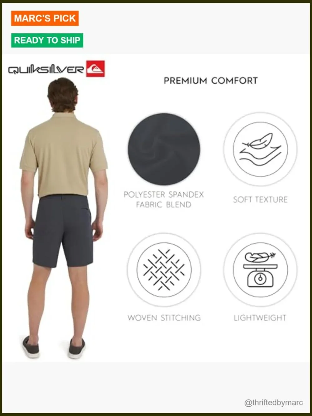 Regular Fit Hybrid Shorts with Fixed Waist, Water Friendly Active Wear